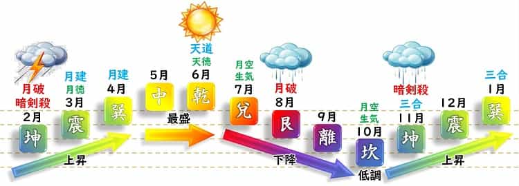 八白土星 月運グラフ